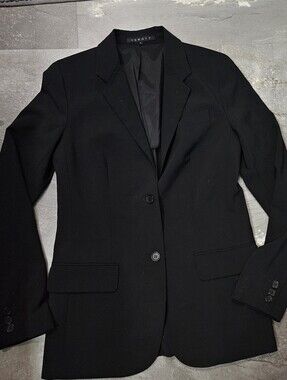 Theory Elegant Black Women's Blazer. Long Sleeve. Wool Blend. Size 8.